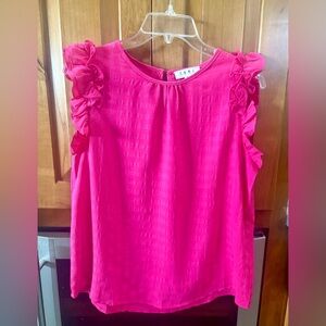 THML Hot Pink Lightweight Ruffle-Sleeve Top